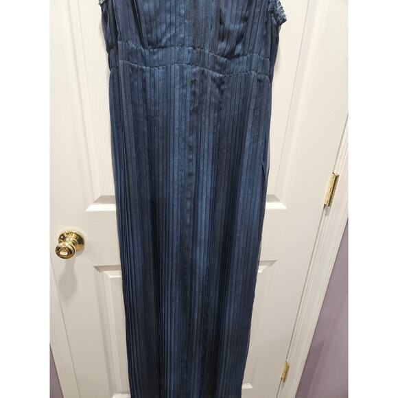 Elie Tahari Sleeveless Maxi Chiffon Pleated Navy Blue Formal Evening Dress Sz 6 - Picture 3 of 10